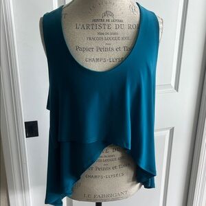 NWT Sympli teal crop smock, high low layering piece size 14